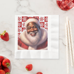 Serviette En Papier Noël afro-américain Jolly Père Noël,