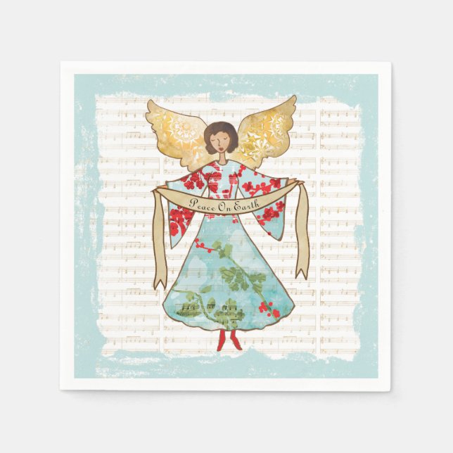Serviette En Papier Noël Angel Paix sur Terre (Devant)