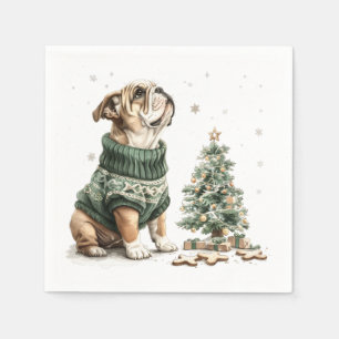 Serviette En Papier Noël Anglais Chien de Noël Arbre