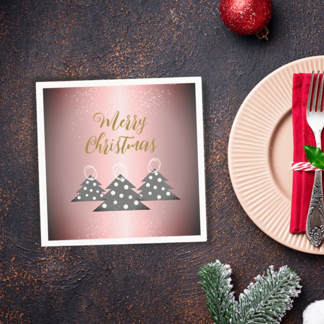 Serviette En Papier Noël Arbre métallique Pink Script Fête de Noël (Créateur téléchargé)