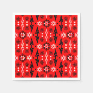 Serviette En Papier Noël Art Nouveau Rouge Et Noir