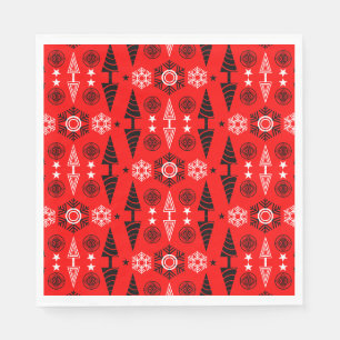 Serviette En Papier Noël Art Nouveau Rouge Et Noir