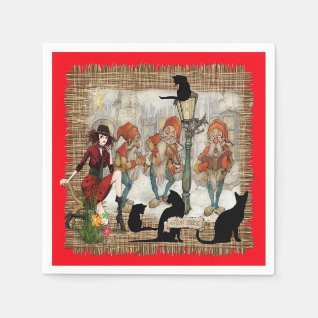 Serviette En Papier Noël avec Anton Pieck (Devant)