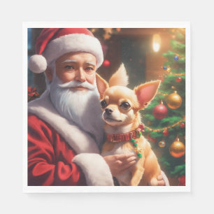 Serviette En Papier Noël avec un chien de chihuahua heureux