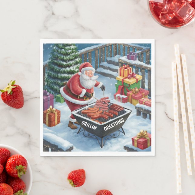 Serviette En Papier Noël barbecue père Noël (En situation)