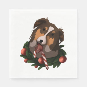 Serviette En Papier noël berger australien classique T-shirt