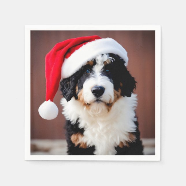 Serviette En Papier Noël Bernedoodle (Devant)