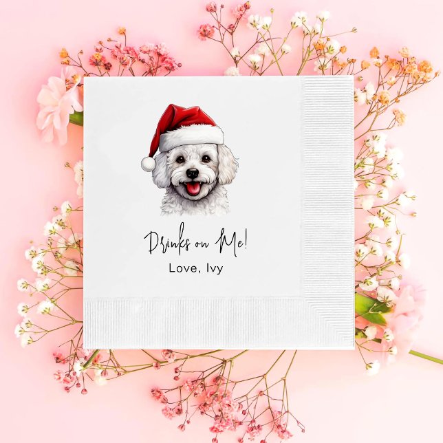 Serviette En Papier Noël Bichon Frise Chien Boit Sur Moi (Créateur téléchargé)