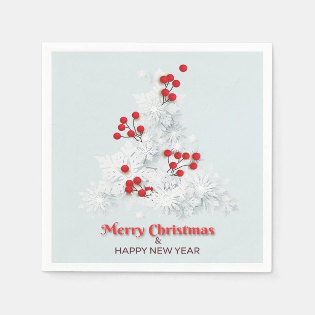Serviette En Papier Noël blanc  (Devant)