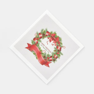 Serviette En Papier Noël Blanc standard Déjeuner Napkin / Wreath