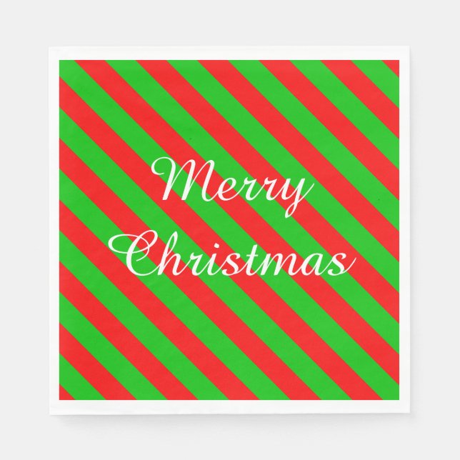 Serviette En Papier Noël Blanc standard Napkin/Vert et Rouge (Devant)