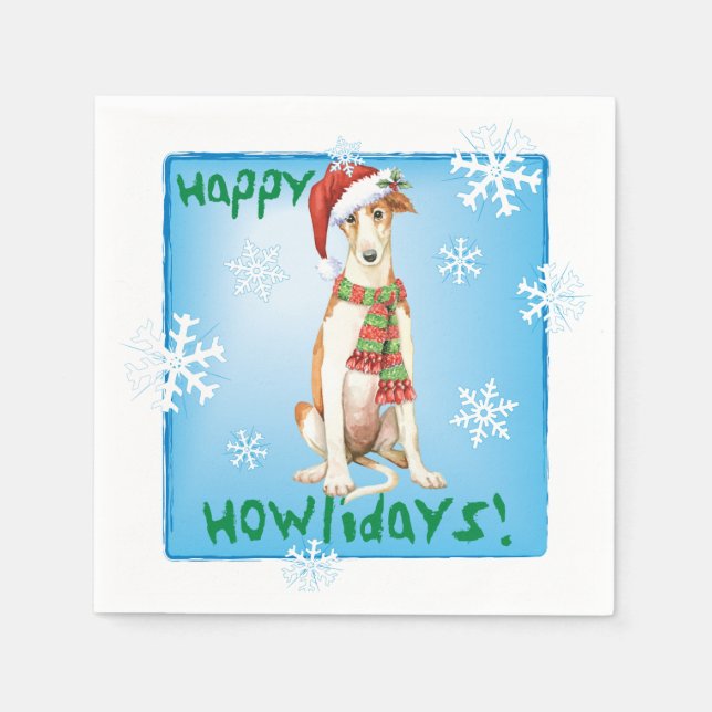 Serviette En Papier Noël Borzoi Napkins (Devant)
