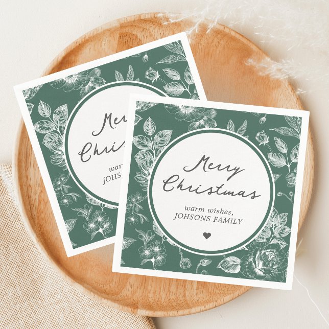 Serviette En Papier Noël botanique (Christmas Family Holiday Napkin)