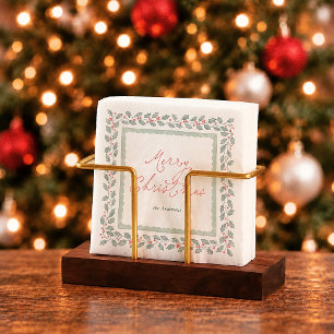 Serviette En Papier Noël botanique aquarelle Cottagecore
