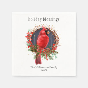 Serviette En Papier Noël Cardinal Rouge Yule Solstice Boho Holiday