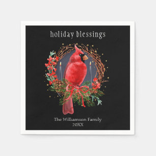 Serviette En Papier Noël Cardinal Rouge Yule Solstice Boho Holiday
