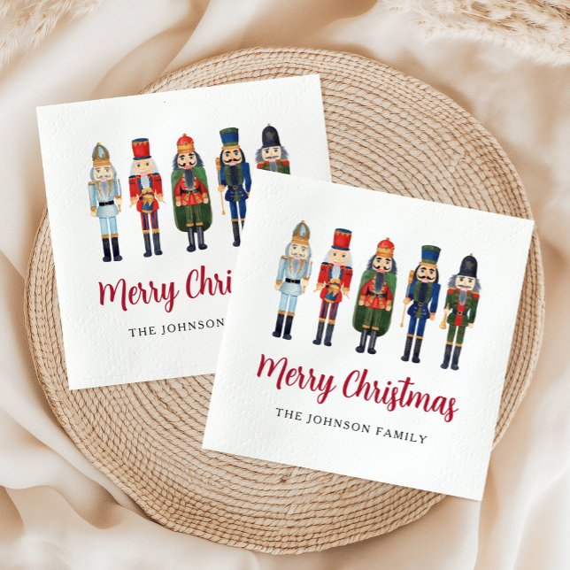 Serviette En Papier Noël Casse-Noisette Élégant (Elegant Nutcracker Christmas Napkins)