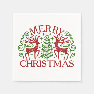 Serviette En Papier Noël Cerf Scandinave
