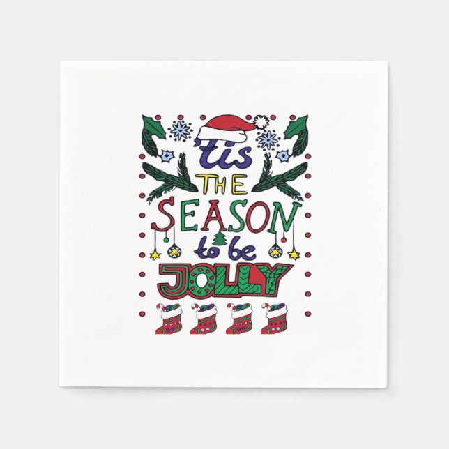 Serviette En Papier Noël C'Est La Saison (Devant)