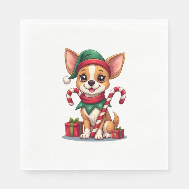 Serviette En Papier Noël Chihuahua Cheval (Devant)