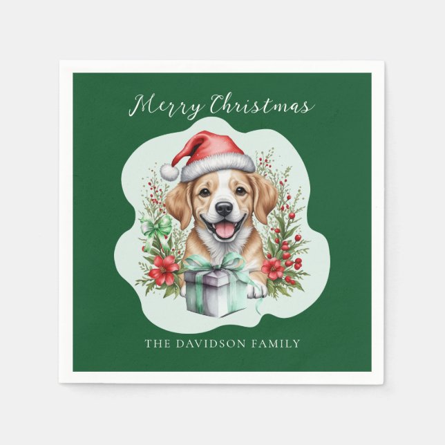 Serviette En Papier Noël Chiot Mignon  (Devant)