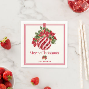 Serviette En Papier Noël classique de l'ornement rouge