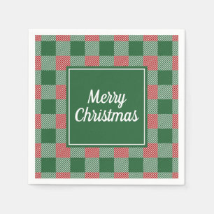 Serviette En Papier Noël Classique Vert Et Rouge Plaid