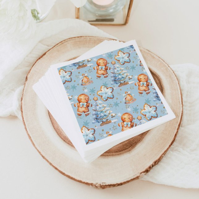 Serviette En Papier Noël Cookie pain d'épices homme bleu garçon annive (Créateur téléchargé)