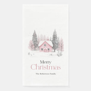 Serviette En Papier Noël Cottage Rose Hiver