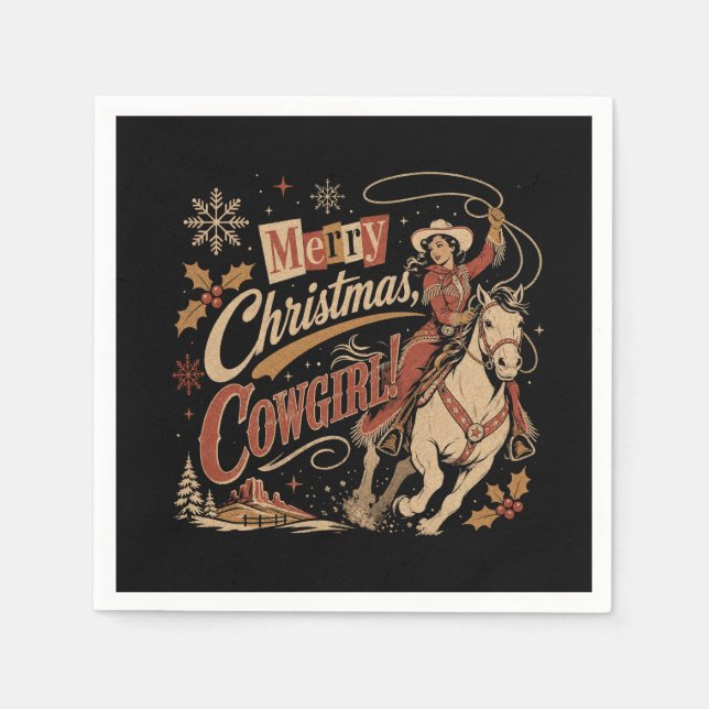 Serviette En Papier Noël Cowgirl (Devant)