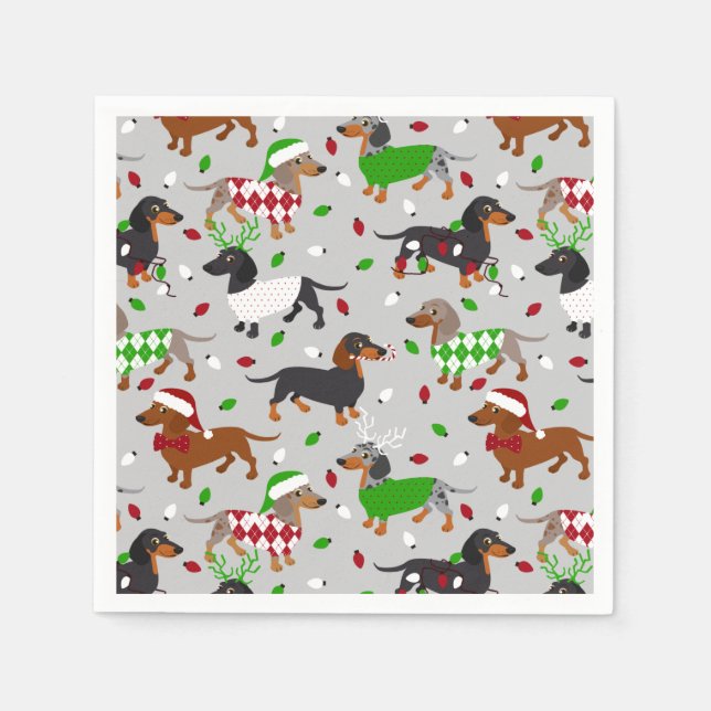 Serviette En Papier Noël Dachshund Tous les manteaux Napkins (Devant)