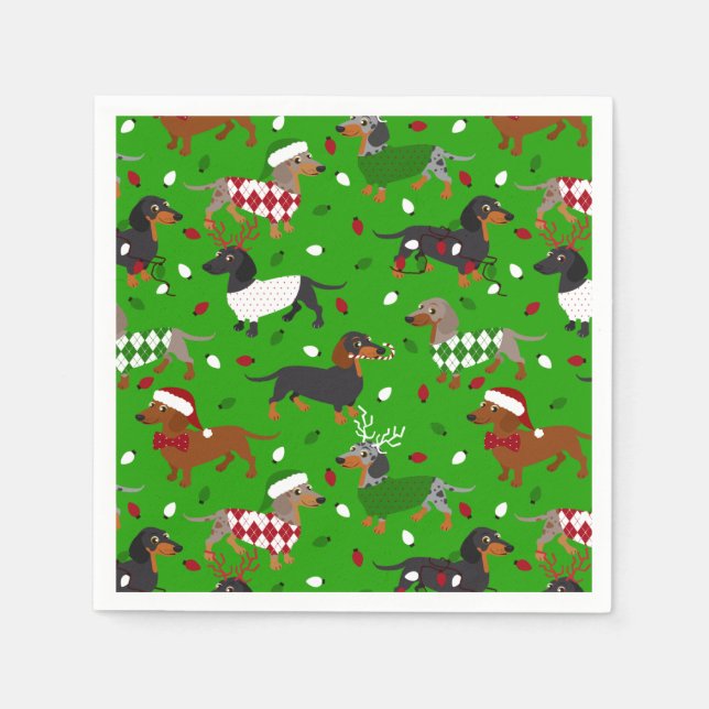 Serviette En Papier Noël Dachshund Tous les manteaux Napkins (Devant)