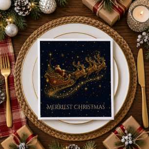 Serviette En Papier Noël dans les Étoiles   Le Traîneau du Père Noël