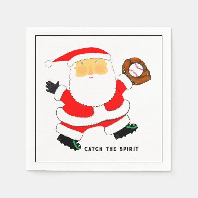 Serviette En Papier Noël de baseball (Devant)