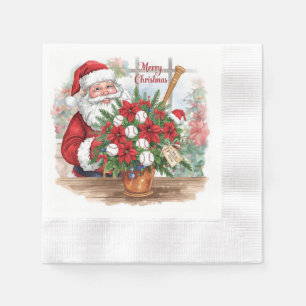 Serviette En Papier Noël de baseball sur le thème de Père Noël. Claus