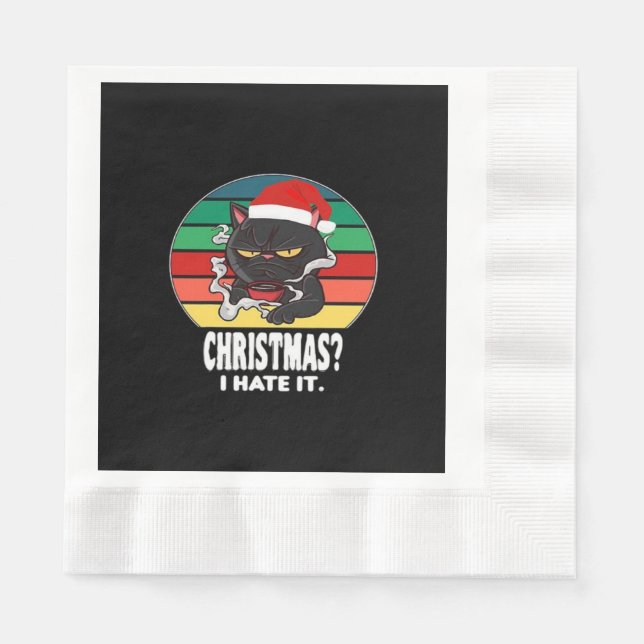 Serviette En Papier Noël de chat  (Devant)
