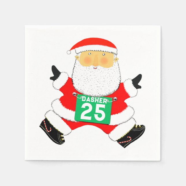 Serviette En Papier Noël de coureur de Noël en course (Devant)