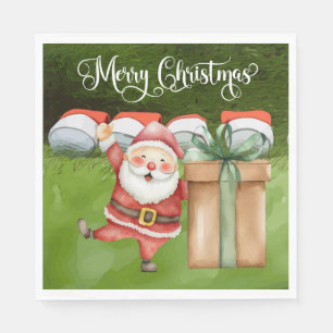 Serviette En Papier Noël de golf avec beaucoup de golfeurs de Ball