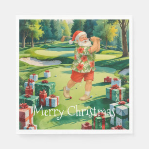 Serviette En Papier Noël de golf avec le Père Noël