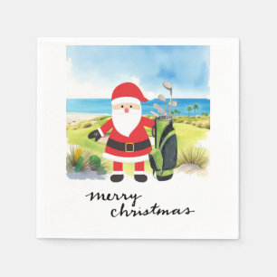 Serviette En Papier Noël de golf avec Santa Claus Golfer