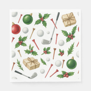 Serviette En Papier Noël de golf sur le thème des cadeaux à la balle p