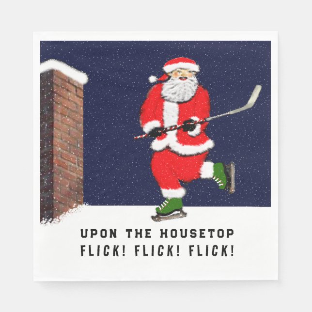 Serviette En Papier Noël de hockey drôle (Devant)