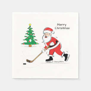 Serviette En Papier Noël de Hockey Père Noël