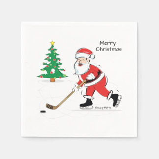 Serviette En Papier Noël de Hockey Père Noël