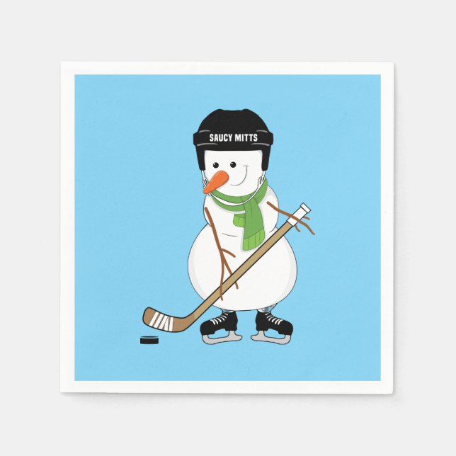 Serviette En Papier Noël de Hockey Snowman (Devant)