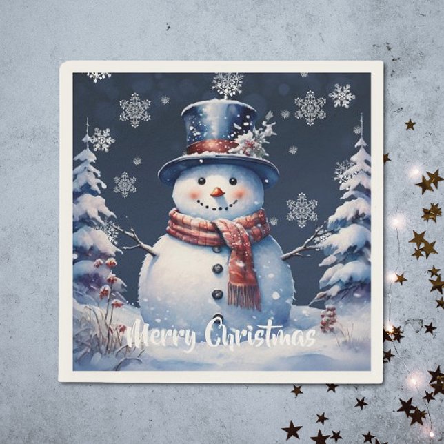 Serviette En Papier Noël de la forêt d'hiver (Winter Forest Snowman Christmas Napkins)