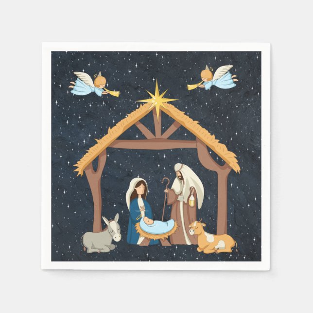 Serviette En Papier Noël de la Nativité chrétienne (Devant)