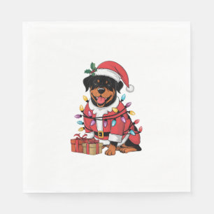 Serviette En Papier Noël de l'éclairage de Noël Père Noël Rottweiler C