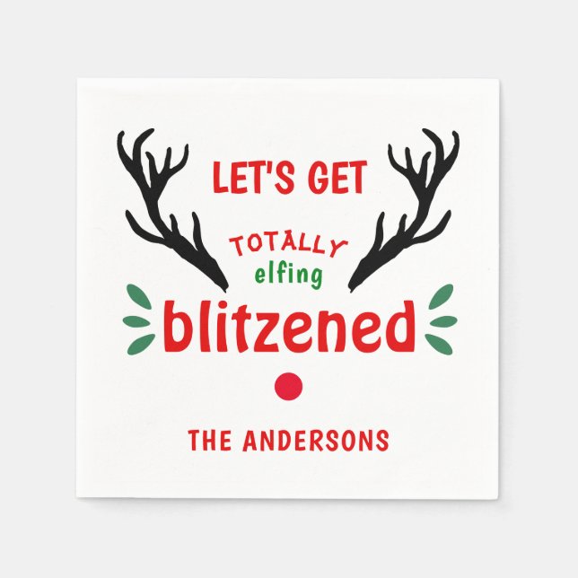 Serviette En Papier Noel de Noël de rennes complètement fougueux (Devant)