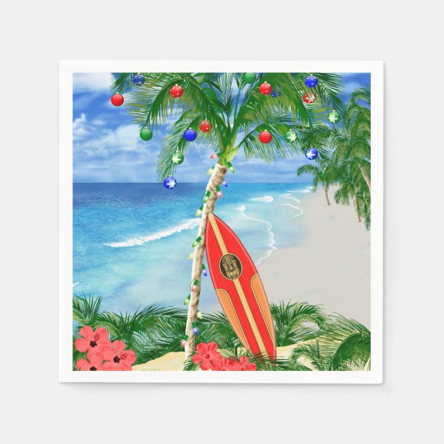 Serviette En Papier Noël de plage (Devant)